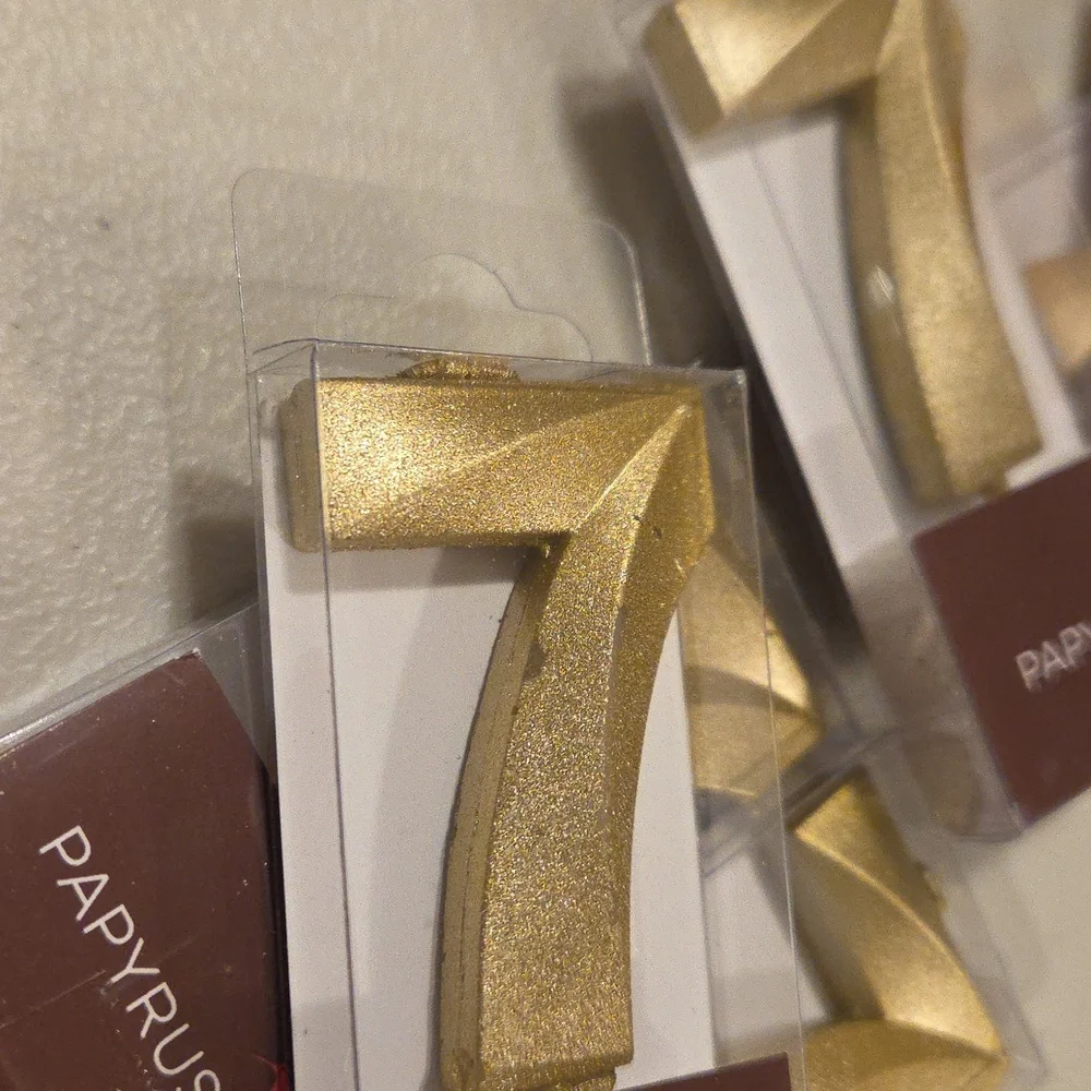 New GOLD #7 PAPYRUS Celebration Candles 6 Pack